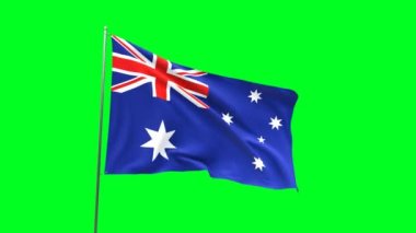 Yeşil arkaplanda Avustralya bayrağı, bayrak döngüsü videosu