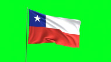 Yeşil arkaplanda Şili bayrağı, bayrak döngüsü videosu