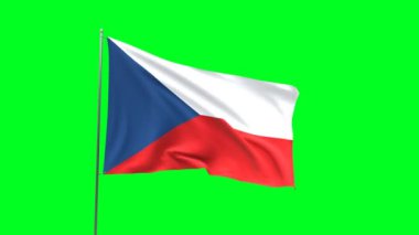 Yeşil arkaplanda Çek bayrağı, bayrak döngüsü videosu