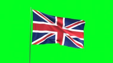 Yeşil arka planda Büyük Britanya bayrağı, bayrak döngüsü videosu