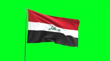 Yeşil arka planda Irak bayrağı, bayrak döngüsü videosu