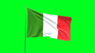 Yeşil zemin üzerinde İtalya bayrağı, bayrak döngüsü videosu