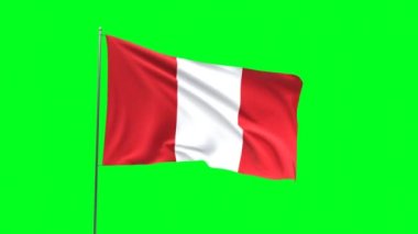 Yeşil arkaplanda Peru bayrağı, bayrak döngüsü videosu