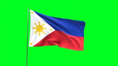 Filipinler 'in yeşil arka planında bayrak, bayrak döngüsü videosu