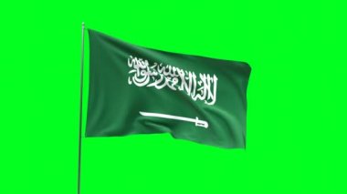 Yeşil arka planda Suudi Arabistan bayrağı, bayrak döngüsü videosu