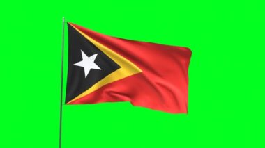 Yeşil arkaplanda Doğu Timor bayrağı, bayrak döngüsü videosu