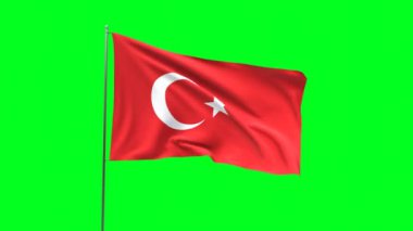 Yeşil arkaplanda Türkiye bayrağı, bayrak döngüsü videosu