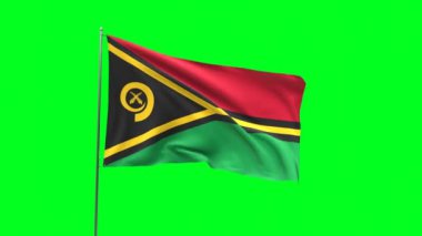 Yeşil arkaplanda Vanuatu bayrağı, bayrak döngüsü videosu
