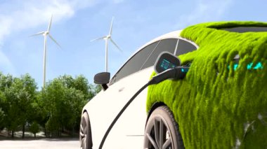 EV şarj istasyonu, temiz enerji dolum teknolojisi, elektrikli araba şarjı.