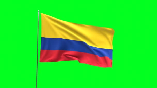 Прапор Колумбії Зеленому Тлі Циклічне Відео Прапора — стокове відео
