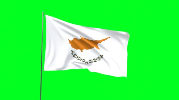 Флаг Кипра Зеленом Фоне Видео Петлей Флага — стоковое видео
