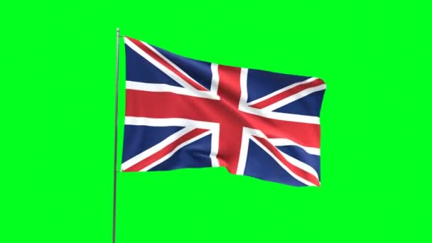 Bandera Gran Bretaña Sobre Fondo Verde Bandera Looping Video — Vídeos de Stock