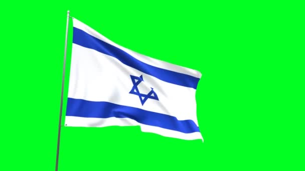 Bandeira Israel Fundo Verde Bandeira Looping Vídeo — Vídeo de Stock
