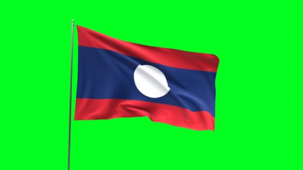 Прапор Лаосу Зеленому Тлі Циклічне Відео Прапора — стокове відео