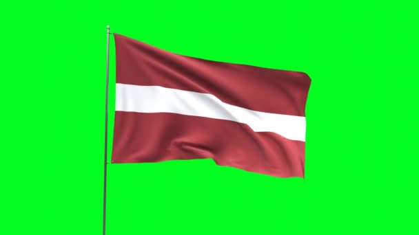 Letlands Flag Grøn Baggrund Flag Looping Video – Stock-video