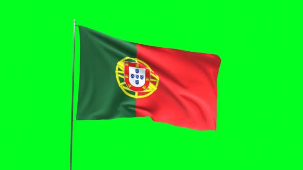 Yeşil Arkaplanda Portekiz Bayrağı Bayrak Döngüsü Videosu — Stok video