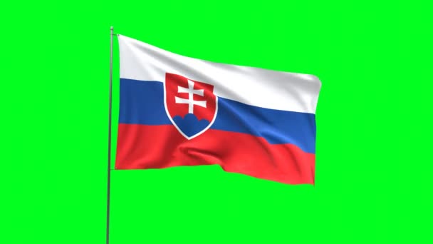 Прапор Словаччини Зеленому Тлі Циклічне Відео Прапора — стокове відео