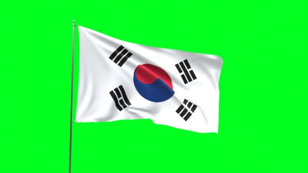 Прапор Південної Кореї Зеленому Тлі Циклічне Відео Прапора — стокове відео