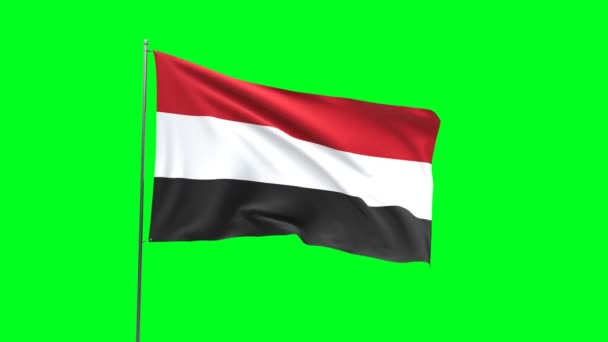 Vlajka Jemenu Zeleném Pozadí Vlajka Smyčka Video — Stock video
