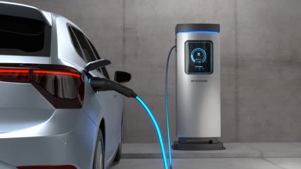 电动汽车充电站 清洁充填技术 电动汽车收费 — 图库视频影像
