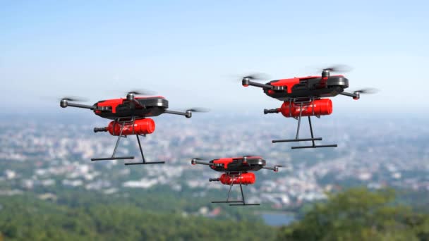 Concept Drone Lutte Contre Incendie Éteindre Feu Avec Drone Volant — Video