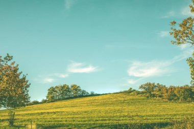 Sonbahar mevsiminde kırsal tepe manzarası. Yüksek kalite fotoğraf