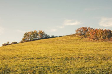 Sonbahar mevsiminde kırsal tepe manzarası. Yüksek kalite fotoğraf