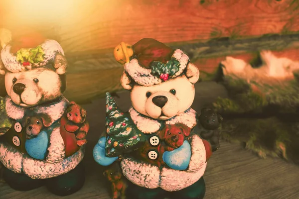 Ursos Cerâmica Decoração Natal Livre Foto Alta Qualidade — Fotografia de Stock