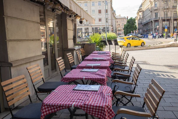 stock image Restaurant outdoor terrace in Budapest,Hungary. High quality photo