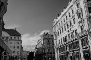Macaristan 'ın Budapeşte şehir merkezinde bir cadde. Yüksek kalite fotoğraf