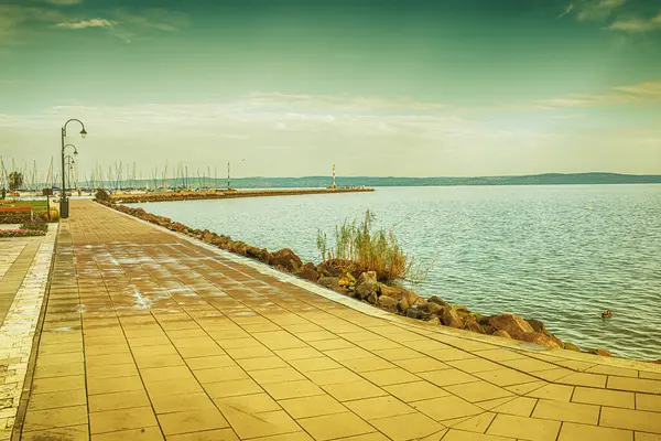 Vízpart Balatonnál Kiváló Minőségű Fénykép — Stock Fotó