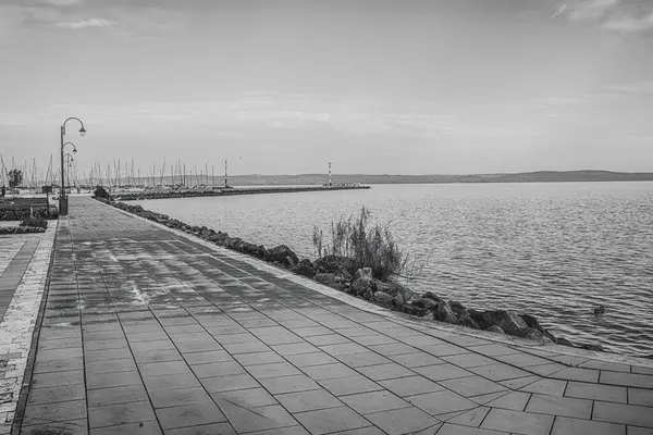 Beira Mar Lago Balaton Foto Alta Qualidade — Fotografia de Stock