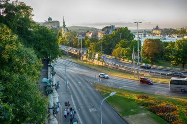 Yaz akşamı Gellert Hill 'den Budapeşte manzarası. Yüksek kalite fotoğraf.