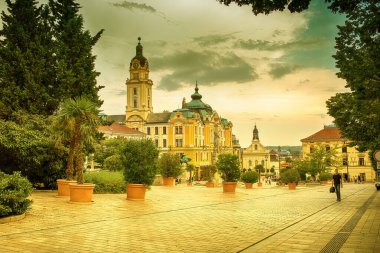 Macaristan 'ın Pesc kentindeki meydanın manzarası. Yüksek kalite fotoğraf