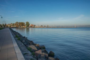 Macaristan, Siofok 'taki Balaton Gölü' nün rıhtımında. Yüksek kalite fotoğraf