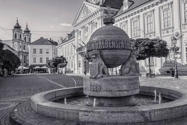 Macaristan, Szekesfehervar 'daki Küre ve belediye binası meydanı. Yüksek kalite fotoğraf