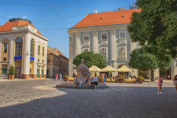 Macaristan, Szekesfehervar 'daki Küre ve belediye binası meydanı. Yüksek kalite fotoğraf