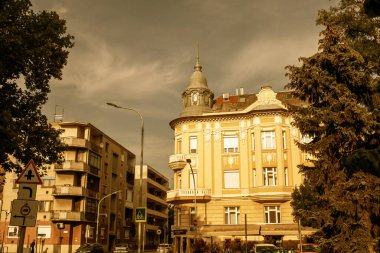 Macaristan 'ın Szolnok kentindeki şehir merkezi. Yüksek kalite fotoğraf