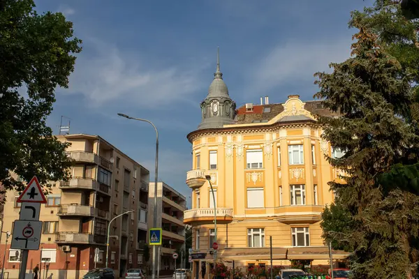 Macaristan 'ın Szolnok kentindeki şehir merkezi. Yüksek kalite fotoğraf