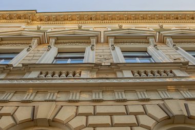 Szeged, Macaristan - 21 Ağustos 202: Tarihi bina cephesi.