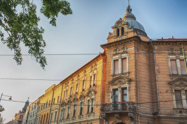 Szeged, Macaristan - 21 Ağustos 202: Tarihi bina cephesi. Yüksek kalite fotoğraf