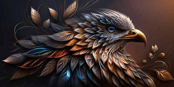 Banner Luxury Beautifull Eagle Abstract Panorama Digital Art Illustrations — Stock fotografie
