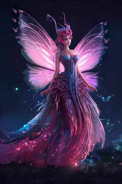 Luminous Fairy with Fluorescent wings, Fantasy World.