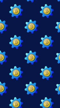 Animasyon Altın Bitcoin, Bitcoin dönüş döngüsü animasyonu. Çevrimiçi madencilik. Yatırım Ticareti