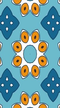 Dikey Kaleydoskop animasyonlu VJ Göz Rengi Sarı Mavi arka plan. Müzik ekran koruyucuları. Reklam için arka plan, tebrikler.