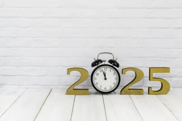 stock image Countdown to 2025: Vintage Clock with Golden Numerals on White Background