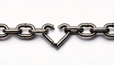 Kırık Metal Zincir Kalp Oluşturma Şekli Aşkta Güç ve Kırılganlığı Sembolize Ediyor