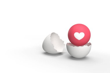 Aşkı ve Bağlantıyı temsil eden çatlak bir yumurtadan çıkan kalp sembolü