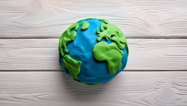 El yapımı Plastiksi Dünya Gezegeni Beyaz Tahta Çevre Eğitimi Arkaplanı Modeli