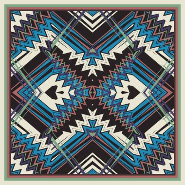 Etnik geleneksel motif modeli. Soyut desenli tasarım. Tekstil baskısı için arka plan. fular, halı, yastık, bandana, kumaş, elbise, şal, fular vs. vektör illüstrasyonu